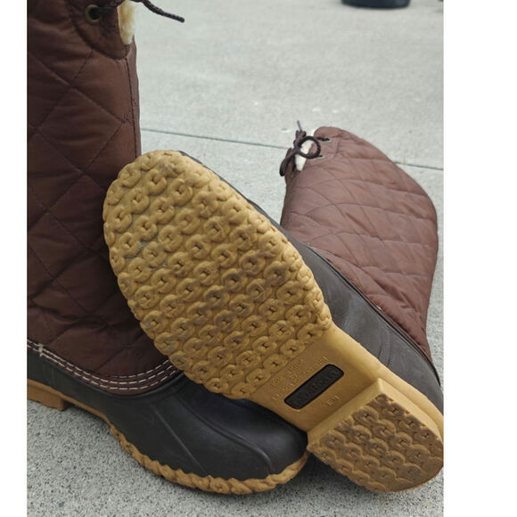 Brown L.L Bean slip on Quilted Shearling lined Boots - Picture 6 of 9